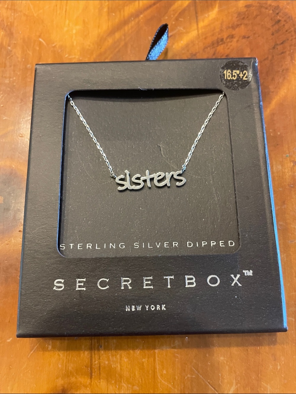 Secret Box Sisters Necklace 24K White Gold Dip